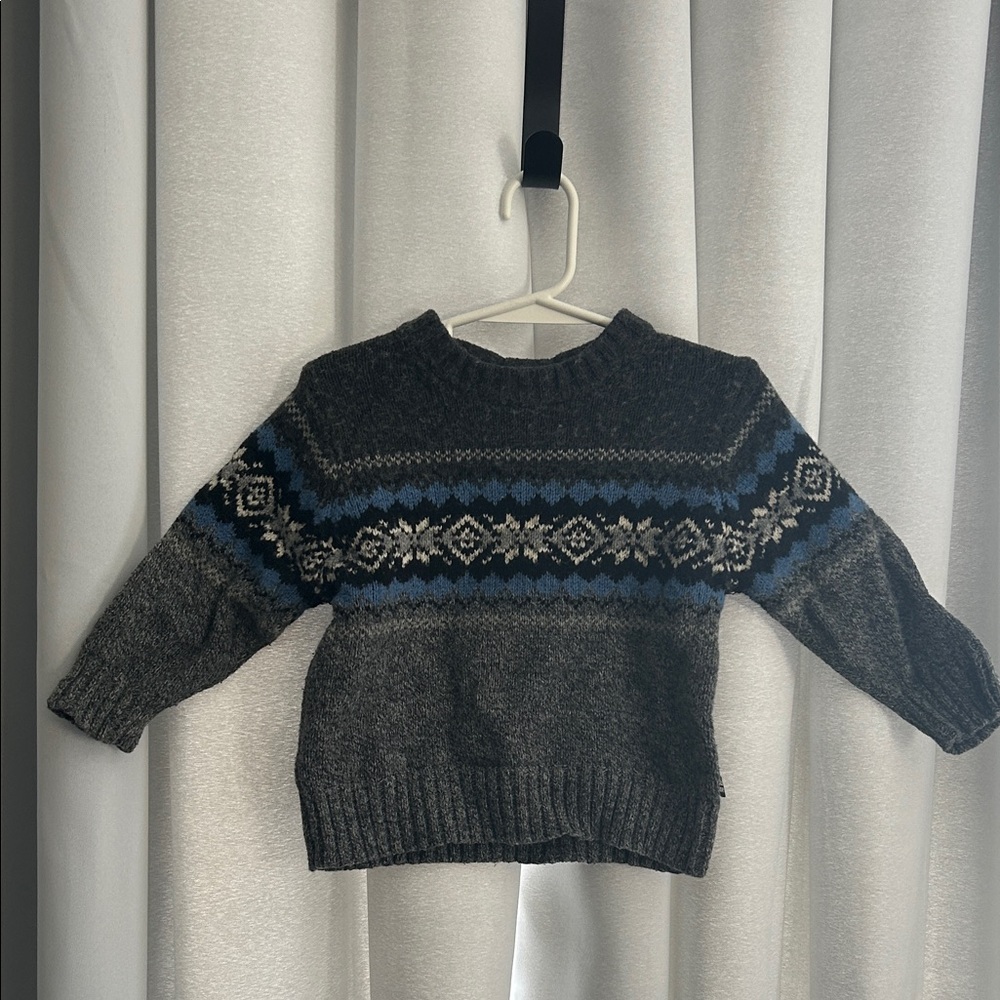 Old Navy Charcoal and Sky Blue Knit Sweater